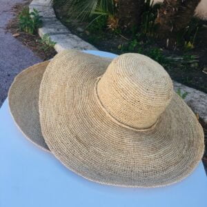 Chapeau en raphia fait à la main, grand chapeau de soleil