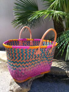 Panier de plage paille, fourre-tout