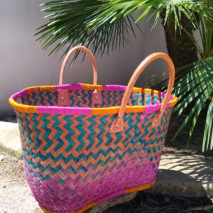 Panier de plage paille, fourre-tout