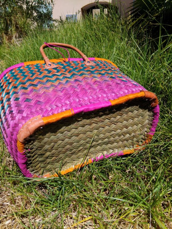 Panier de plage paille, fourre-tout