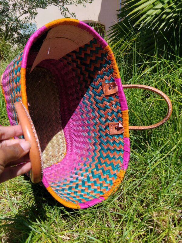 Panier de plage paille, fourre-tout