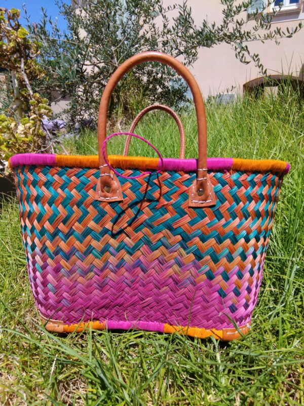 Panier de plage paille, fourre-tout