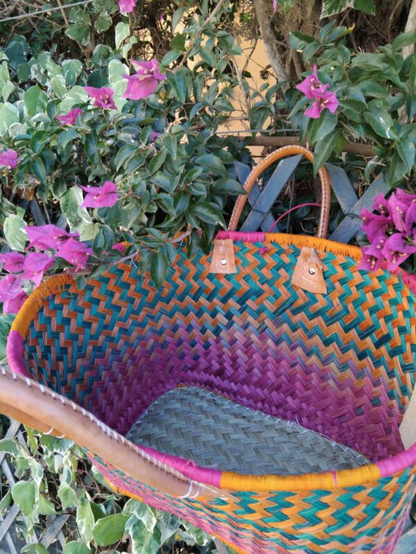 Panier de plage paille, fourre-tout