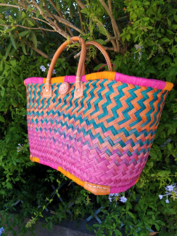 Panier de plage paille, fourre-tout