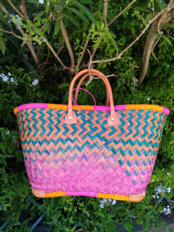 Panier de plage paille, fourre-tout