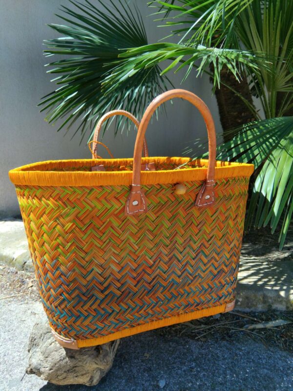 Panier de plage paille, fourre-tout