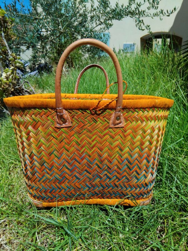 Panier de plage paille, fourre-tout