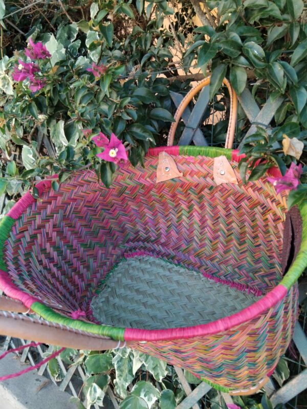 Panier de plage paille, fourre-tout