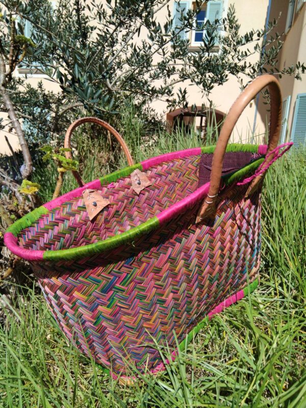 Panier de plage paille, fourre-tout